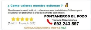 Fontanero El Pozo precio